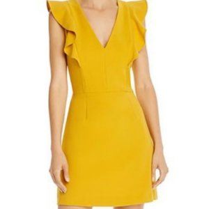 French Connection Mustard Yellow Ruffle Dress